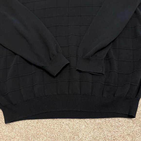 Massini Dark Navy Blue Color Square Pattern Sweater with Button Collar Men's XL - Picture 4 of 7